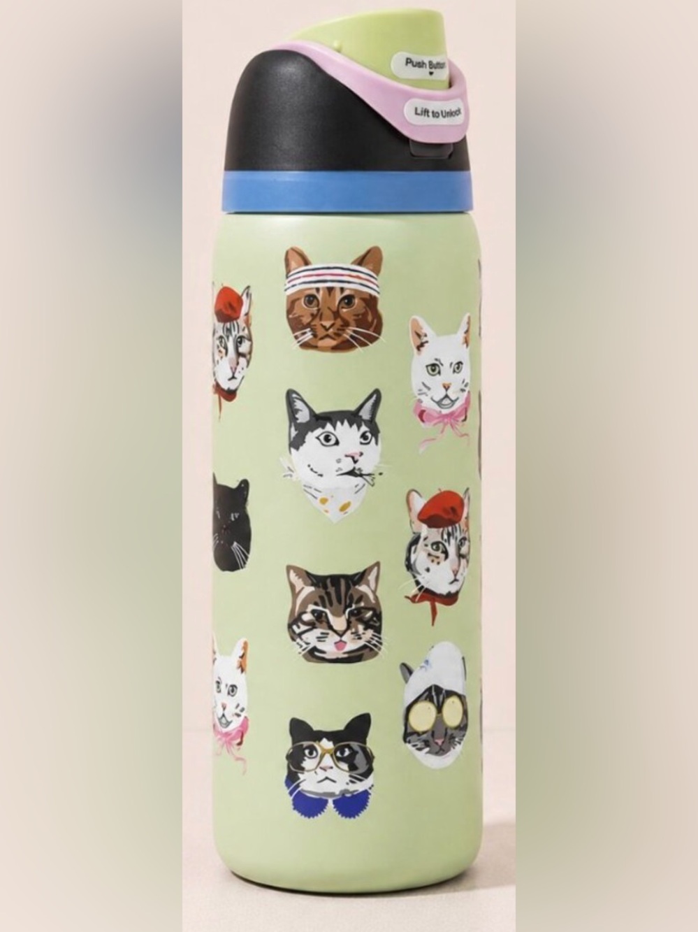 NIB Owala Urban Outfitters 32 oz FreeSip Exclusive Cat Collage “CATWALA” Print